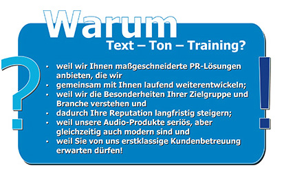 Warum Text - Ton - Training?